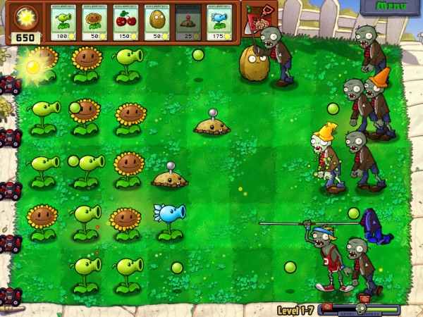 Una pantalla inicial de Plants Versus Zombies