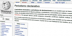 periodismo declarativo en la wikipedia