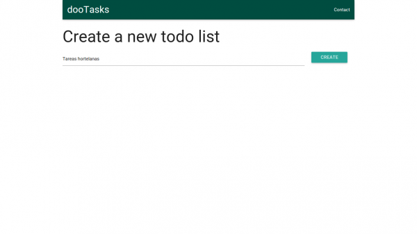 Primera pantalla: aquí teclear el nombre de tu lista de tareas