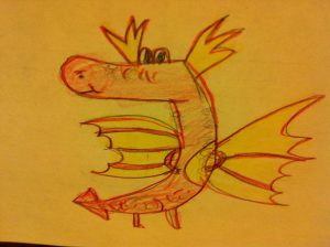 Dragón dibujado por Gloria, niña de 6 años