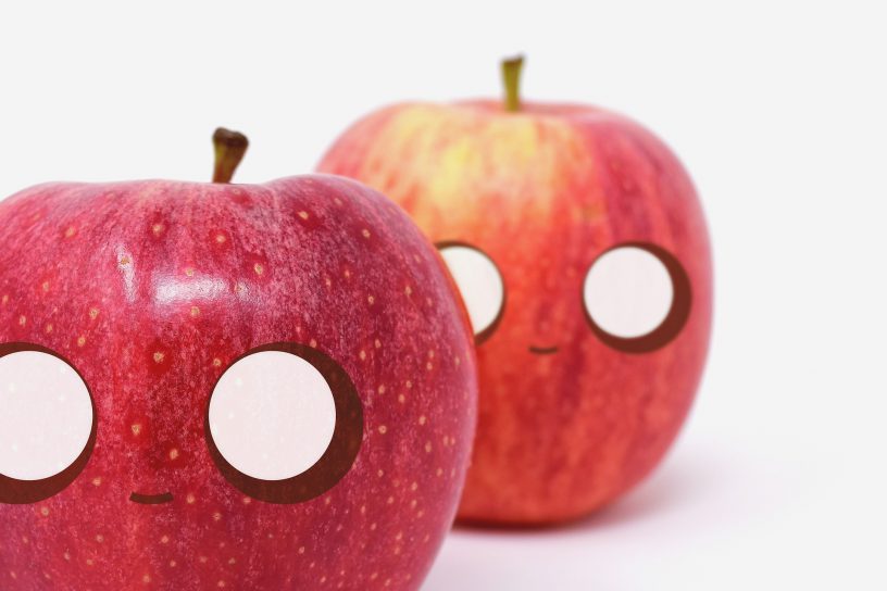 manzanas con ojos