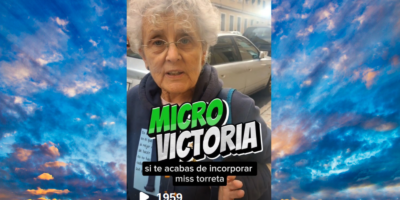 captura pantalla vídeo sale Flor pone Micro victoria y fondo con una foto de un cielo con nubes